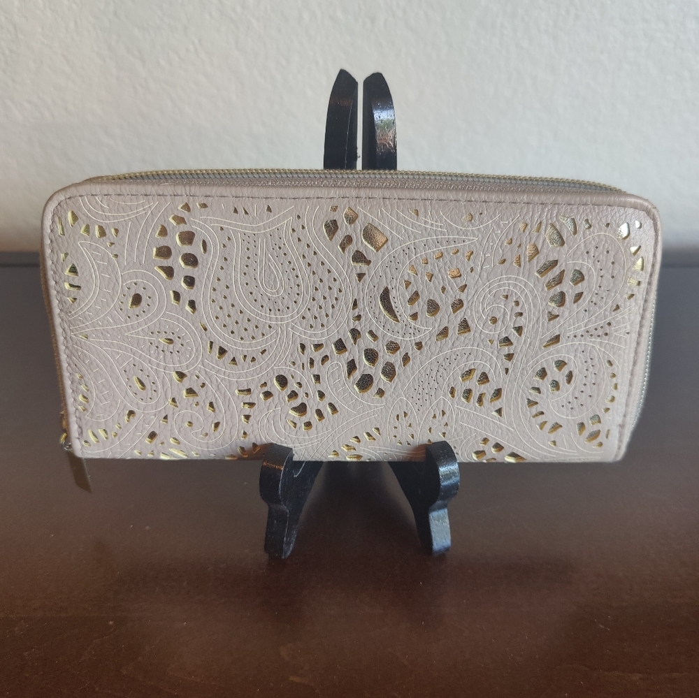 Checkbook Wallet Gold Taupe